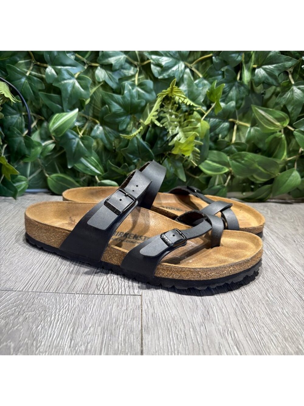 Birkenstock Womens Mayari Birki-flor Sandal Black Leather Size EU 41  L 10